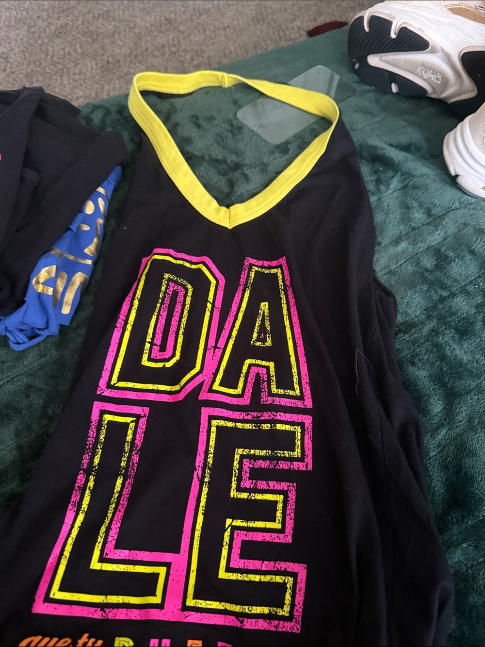 Women’s Black Tank Top with Neon Pink & Yellow Lettering